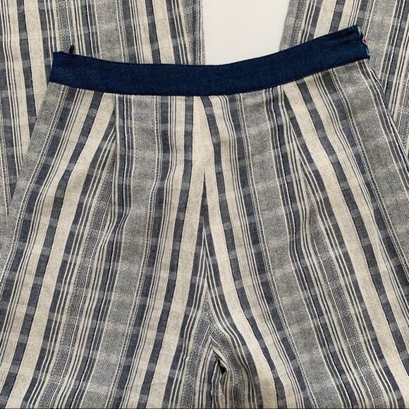 Flying Tomato Pants Wide Leg Blue Taupe Striped High Waisted Palazzo Small NWT - Picture 11 of 12